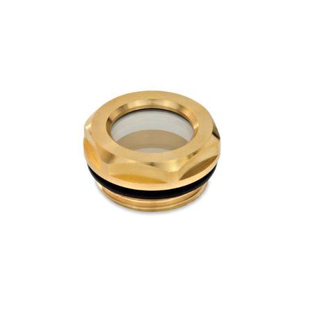 J.W. WINCO GN743.2-14-G1/2-B Oil Sight Glass Brass 743.2-14-G1/2-B